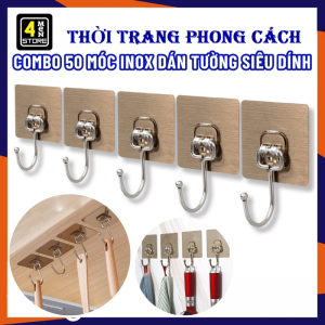 COMBO 50 Móc INOX Dán Tường Chịu Lực Siêu Dính Treo Đồ Vật Dụng Đa Năng - Móc Treo Quần Áo Đồ Nhà Tắm Treo Đồ Nặng Dán Tường 7x7cm Tiện Lợi - Móc Dán Tường Chịu Lực