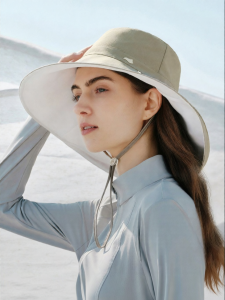 FANCET | Sun Protection Large Brim Dual Coolness Fisherman Hat with Windproof Rope