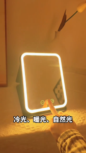 Portable LED Makeup Mirror Foldable Lighted Vanity Mirror for Desk Dorm Office