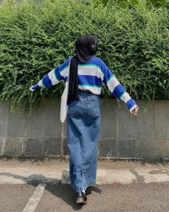 Rok Skirt Jeans Panjang Terbaru / Rok Jins Kekinian / Skirt Kuliah Wanita Terbaru Keren Kekinian