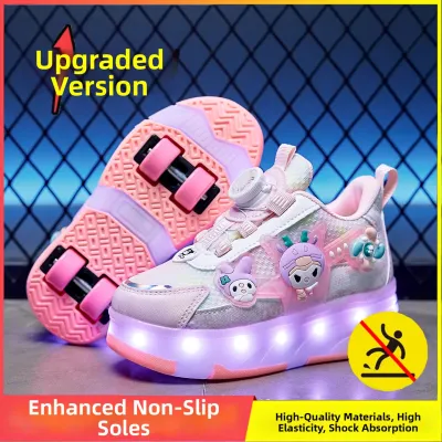 KUOBURENSHENG | Cartoon Style Luminescent Swivel Button Detachable Dual-use Roller Skates