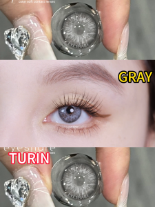 (COD)  2 buah/1 pasang EYESHARE softlens TURIN Seri lensa warna softlens soflen pasang color alam Lensa mode GRAY/BROWN/GREEN softlens mata diameter 14.2MM Tersedia selama 12 bulan/1 Tahunan