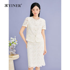 YINER | French Style Lace Heavy Embroidery Round Neck H Jacket