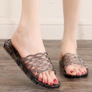 Dép Nhựa Đế Phẳng Đính Pha Lê Cho Nữ Mùa Hè Chống Trượt Chống Mùi Đế Mềm Dép Xăng Đan Dép Đi Trong Nhà Dép Đi Trong Nhà