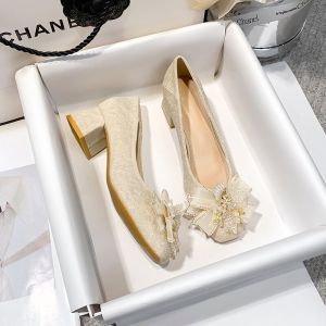 Giày Cao Gót Mũi Vuông Đế Thấp Thời Trang Cho Nữ Giày Cưới Giày Đơn Đế Xuồng Giày Bệt Đế Xuồng Đế Bằng Đế Cao Su Chống Trượt