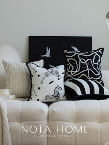 Túi Đựng Gối Hình Ngựa Quang Đơn Giản Hiện Đại Màu Đen Trắng Cho Khách Sạn Nhà Trọ Xe Hơi Gối Đệm Cửa Sổ Vỏ Gối Vuông