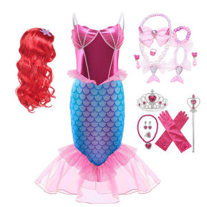 Princess Ariel Costume Skirt Childrens Performance Halloween Outfit Little Mermaid Dress Cosplay Clothes Girls Party Dress