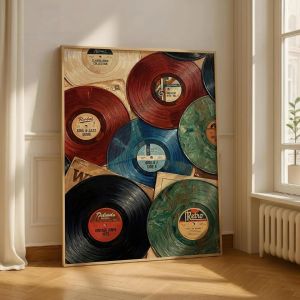 Vintage Record Eclectic Wall Art Canvas Printed Painting Trendy Art Retro Printable Eccentric Prints Music Poster Home Decor