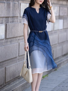 DAIXIANGFEIZI | Summer Slim Fit Flattering Large Size Petite Mid Length Short Sleeve Dress