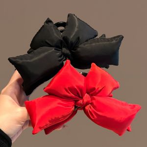 Elegant Large Butterfly Knot Hair Clip 3D Cotton Filled Womens Stylish Hair Accessories for Back of Head Bun Shark Clamp