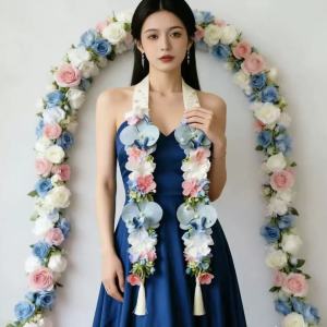 Class of 2026 Graduation Hawaiian Flower Lei Artificial Flower Wreath Garland Necklace for Congrats Grad Wedding Party Decor
