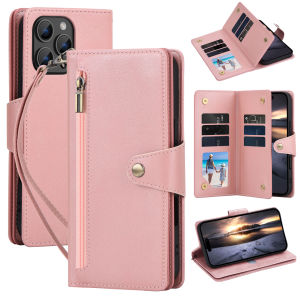 Wallet Multi-card Zipper Kickstand Magnetic Flip Leather Case For iPhone 16E 16 Pro Max 15 Plus 14 13 Mini 12 11 SE 2 X XS XR