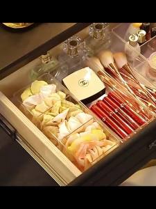 1/2pcs Clear Drawer Makeup Organizer Storage Box Dressing Table Cosmetic Lipstick Organizer Boxes Finishing Grid Box Desktop