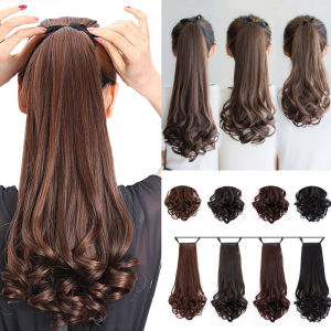 🔥B.two👍 Wig Ponytail Female Long Curly Hair Strap Pear Flower Fake Ponytail Big Wave Lifelike Natural Medium Long Wig Piece