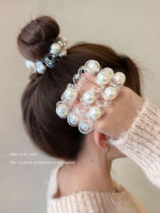 ริบบิ้นผูกผมสายโทรศัพท์มือถือไข่มุกสำหรับผู้หญิง ทรงหัวเข้ารูป ยางยืดสูง ฤดูใบไม้ร่วง/ฤดูหนาว เครื่องประดับผม