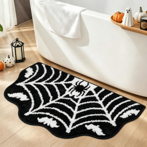 VIKAMA Gothic Spider Web Bathroom Mat Halloween Home Decor Absorbent Non-Slip Bathtub Rug Bedroom Living Room Carpet