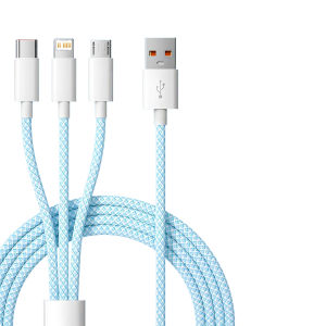 6A 3 In 1 USB Type C Cable Super Fast Charging Cables for Huawei Xiaomi Samsung OPPO Lightning Data Cord for iPhone 1.2M
