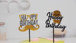 Cake Topper Happy Birthday Warna Gold Dan Silver Acrylic