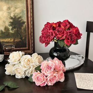 How to Decorate Your Home Dining Table with Artificial Big Rose Bouquets
