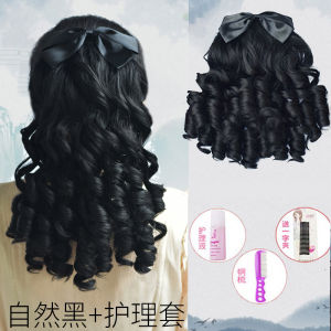 Roman Curl Princess Tail Court Butterfly Knot Wig Oil Stick Roll Film And TV Cheongsam Republican Era Curling Human Hair Wig