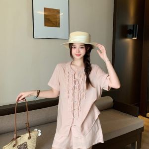 Bộ Đồ Gỗ Thiết Kế Giảm Cân Áo Cổ V Quần Ngắn