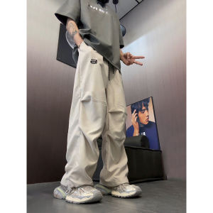 Quick Dry Fold Design American Style Paratrooper Pants Mens Summer Casual Sports Trousers Loose Fit Straight Leg Jeans