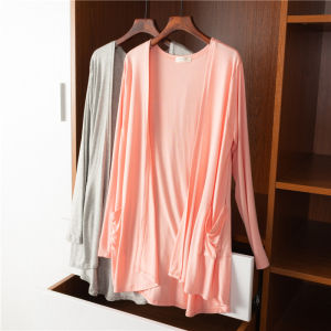 เสื้อคาร์ดิแกนแขนยาวบางแบบโมดอลสำหรับผู้หญิงในช่วงฤดูร้อน เสื้อคลุมกันแดดแบบยาวปานกลาง เสื้อคลุมกันหนาวแบบอเนกประสงค์ไซส์ใหญ่ แขนยาว คอตั้ง ปกติ