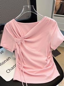 Slim Fit Short Sleeve T-Shirt Womens 2025 New Summer Unique Butterfly Design Casual Comfortable Cotton Blend Top