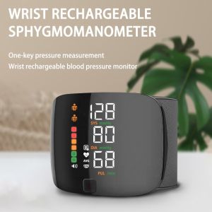 LCD Screen Smart Touch Wrist Blood Pressure Monitor Digital Voice Chargeable Automatic Tonometer Heart Rate Sphygmomanometer