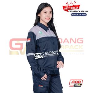 Wearpack Atasan Warna DONGKER ABU(Baju Kerja)- Resleting - Lengan panjang