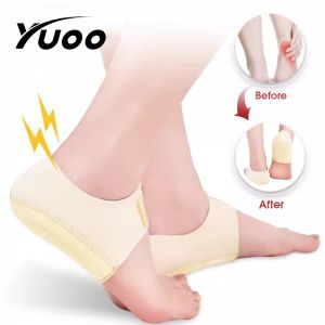 YUOO ถุงเท้าดูแลผิวเท้าเจลแผ่นรองส้นเท้า1คู่แผ่นถ้วยส้นเท้าป้องกัน Plantar Fasciitis แทรกตัวรองรับบรรเทาอาการปวดซ่อมแซมฝาครอบส้น