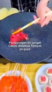 Wajan Panggangan Korean Grill Pan 34 cm - Wajan BBQ Marble Datar Bulat Anti Lengket