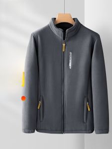 ROMON | เสื้อแจ็คเก็ตคาร์ดิแกนขนแกะสำหรับผู้ชาย ทรงหลวม ปกตั้ง ซิป แขนยาว แฟชั่นฤดูใบไม้ผลิและฤดูใบไม้ร่วง ผ้าฝ้ายโพลีเอสเตอร์ 100%