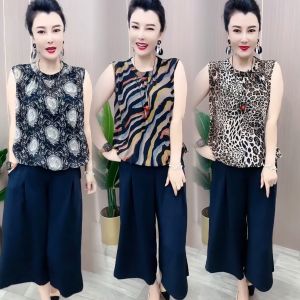 Summer Lightweight Cool Comfortable Versatile Age-Defying Fashionable Mommy Style Sleeveless Base Shirt Meat-Covering Trendy T-Shirt