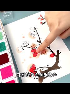 Set Warna Cap Jari Kanak Kanak DIY 24 Warna Selamat Tidak Toksik Buku Lukisan Prasekolah Mainan Pendidikan Finger Painting Art Kids Non Toxic Dot To Dot Color Painting Book Kindergarten 手指画颜料儿童无毒点点画画册彩色印泥宝宝手指畫涂画本幼儿园益智玩具 A104