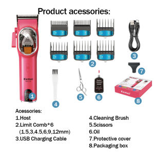 Kemei KM-2120 Cordless Electric Barber Hair Trimmer for Beards DLC Rechargeable Power Household Use