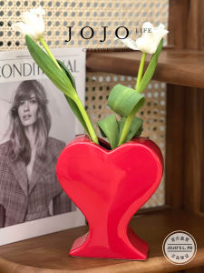 Nordic Ceramic Heart Shaped Flower Vase JOJOS L. PD.niji Ornamental Flower Holder Simple Modern Style Home Decoration