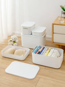 Dustproof Desktop Organizer Box with Lid Premium Feeling Cosmetic Storage Bin Multi-functional Clothes Snack Storage Basket