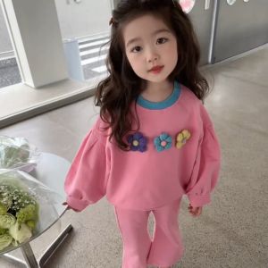 X BABY Setelan Anak Perempun Set Anak Cewek Lengan Panjang Polos Babyterry Korean Style 1-4 Tahun