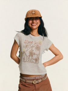 Monterest | Áo Thun Co Dãn In Họa Tiết Hoa Màu Sắc Vintage