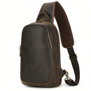 Kesker | Leather Mens Retro USB Charging Crossbody Bag