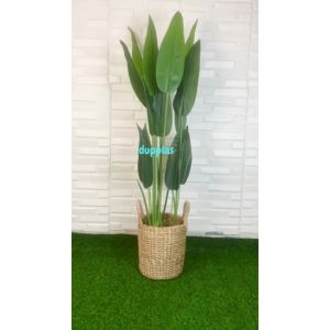 Pohon Plastik Artificial Daun Heliconia T120 Latex Cover Pot Eceng Gondok Handle Tanaman Hias Dekorasi Rumah Ruangan Aesthetic