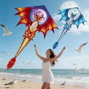 New kites flying dragon kites nylon squid toys for children kites eagle rainbow beach umbrella plane kite rope dinosaur kites