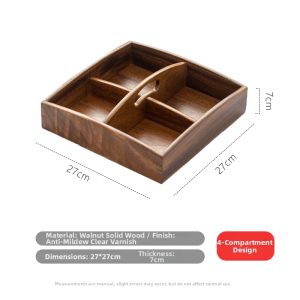 YUANSHANZHU | Chinese Retro High-end Sectioned Walnut Wood Snack Plate