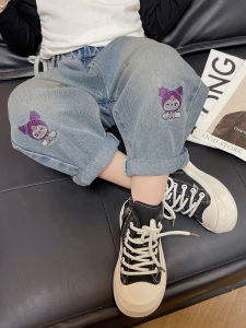 Spring Autumn Girls Jeans Pants Korean Style Cotton Denim Long Trousers Fashionable Baby Girl Dad Pants Carrot Shape Kids Clothes