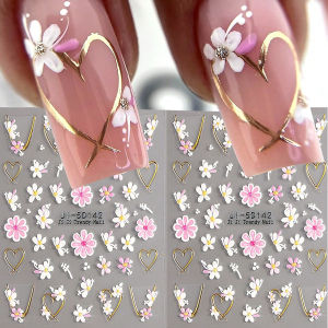    สติกเกอร์ติดเล็บลายดอกไม้ฤดูใบไม้ผลิ/ฤดูร้อน 2 ชิ้น ใช้งานง่ายสำหรับตกแต่งเล็บ DIY ของขวัญ งานปาร์ตี้ และแต่งหน้างานแต่งงาน