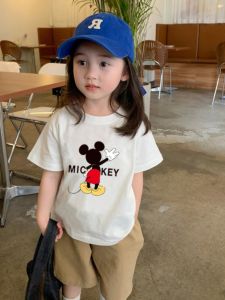 Girls Cotton T-Shirt Short Sleeve round Neck Base Shirt Summer New Arrival Pure Cotton Half Sleeve Baby Top for Kids 3-12 Years Old