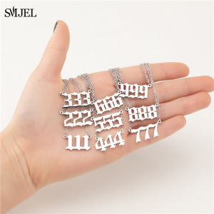 Lucky 777 Angel Number Necklace 111 222 333 444 555 666 888 999 Stainless Steel Number Pendant Necklaces Best Gift Women Men