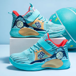 Small Yellow Duck Boys Blue Basketball Shoes Summer Mesh Breathable Sneakers Childrens Boys Students Training Shoes