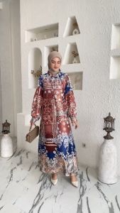 ShirinZein - Gamis Wanita Khansa Slik Premium Motif Terbaru Etnik Pesta Mewah Elegan 2024